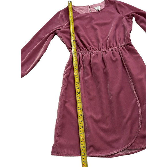 J. Crew Factory Tulip Hem Velvet Mini Dress Pink Mauve Velour Long Sleeve Size 2 - Picture 5 of 12